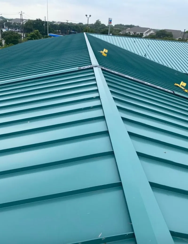 Green commercial metal roof ridge and valley for Metal Roof Repair in Valle Vista